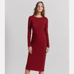 Current/Elliot The Breton Striped Long Sleeve T-shirt midi dress